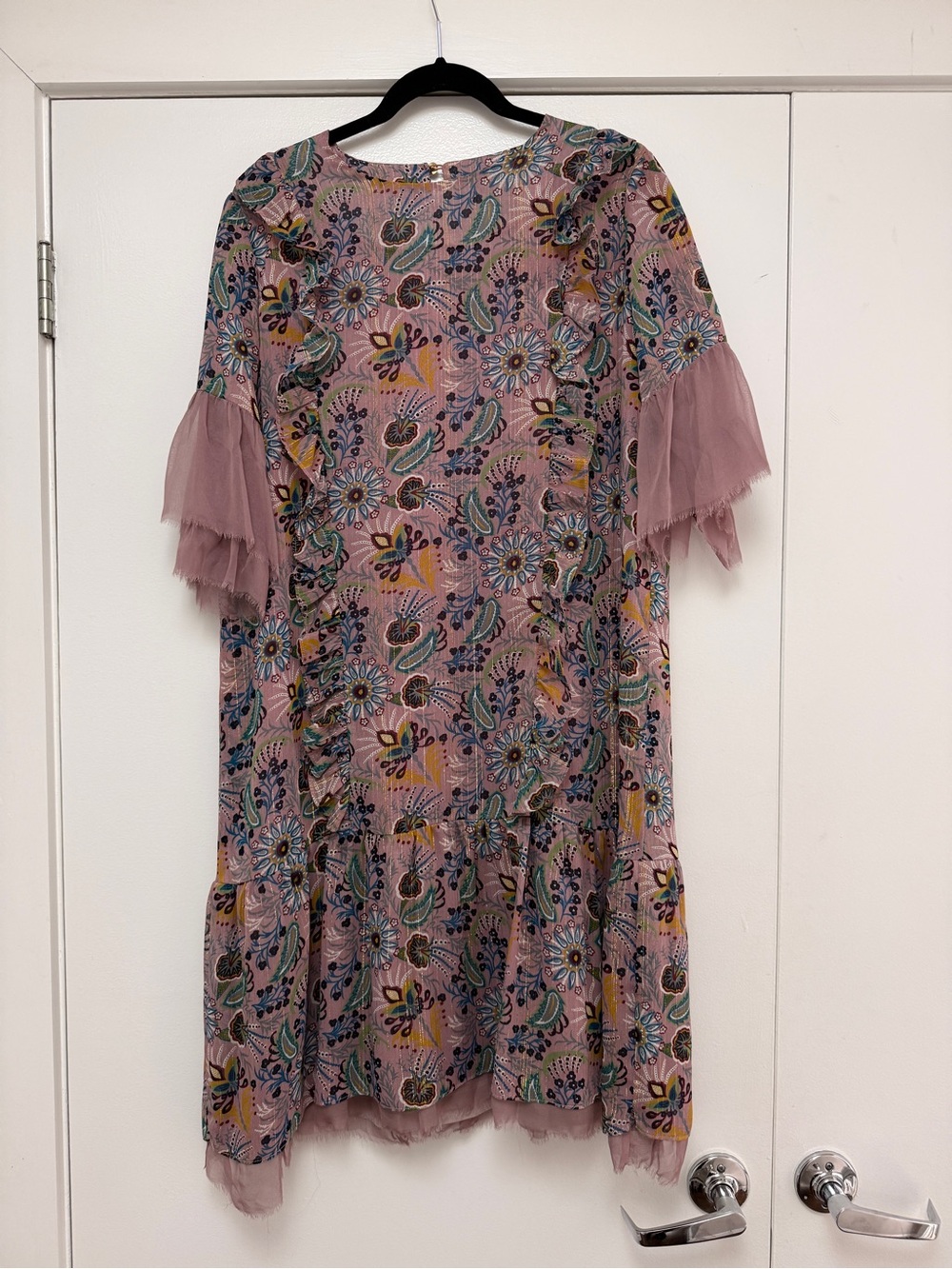 Orion London Pink Floral Metallic Trim Blouse